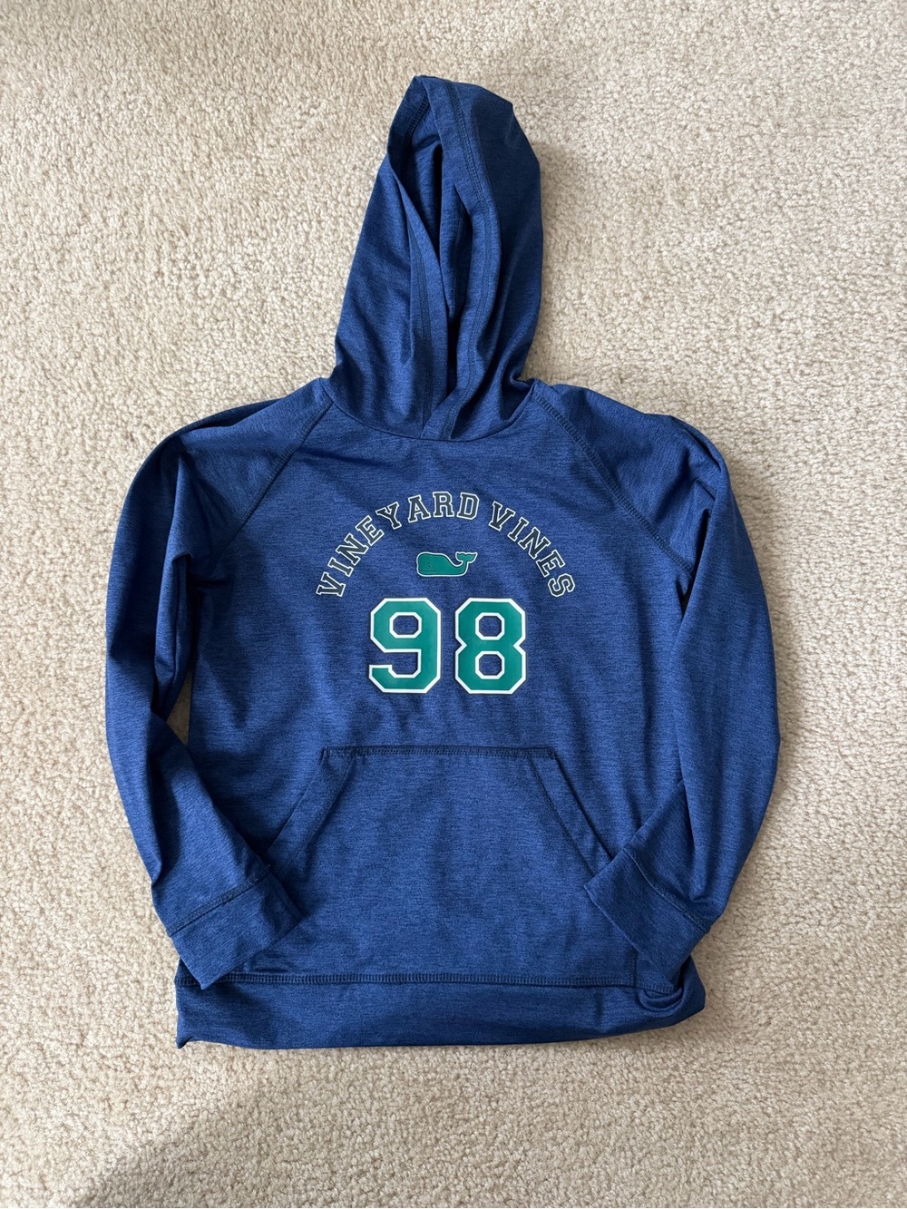 Vineyard Vines Boys Navy Hoodie with Green 98 Graphic
